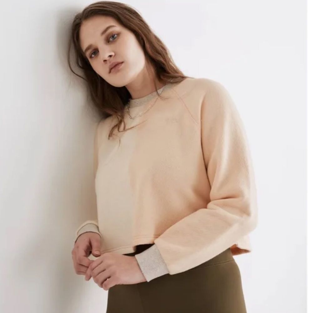 Madewell MWL Airterry Colorblock cropped pullover XS